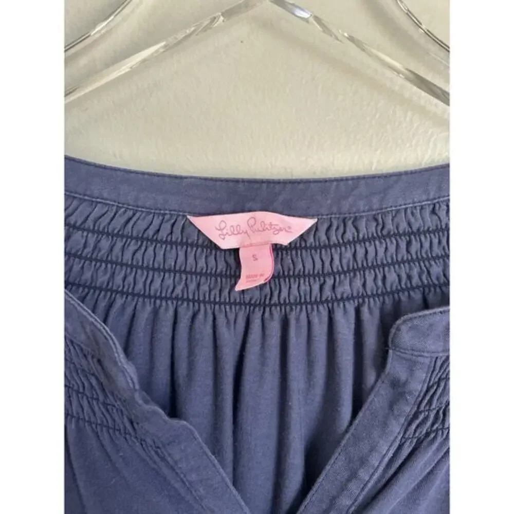 Lilly Pulitzer Teigen True Navy‎ Bell Sleeve Mini Dress 30541 Small Preppy Beach - Picture 5 of 10